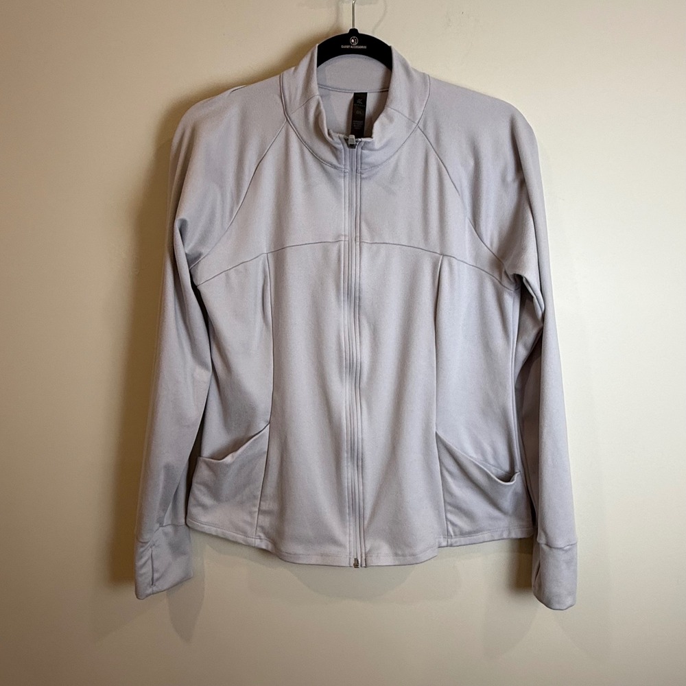 KYODAN Athletic Full Zip Jacket Light Gray Long Sleeve Thumbholes Women's G/L